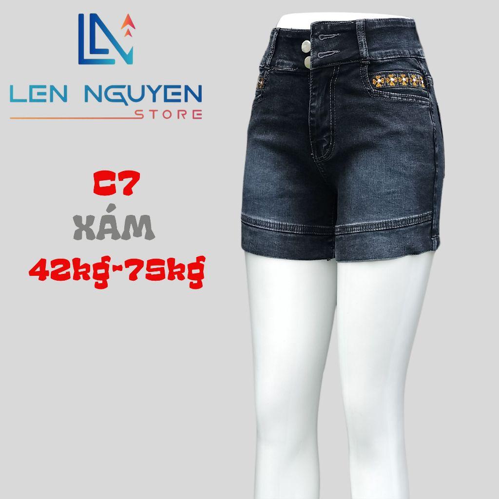 C7_Quần jean nữ, đùi, lưng cao, quần bò nữ dáng ôm, quần rin nữ có big size, cho 42kg đến 75kg,LEN NGUYEN STORE - Xam