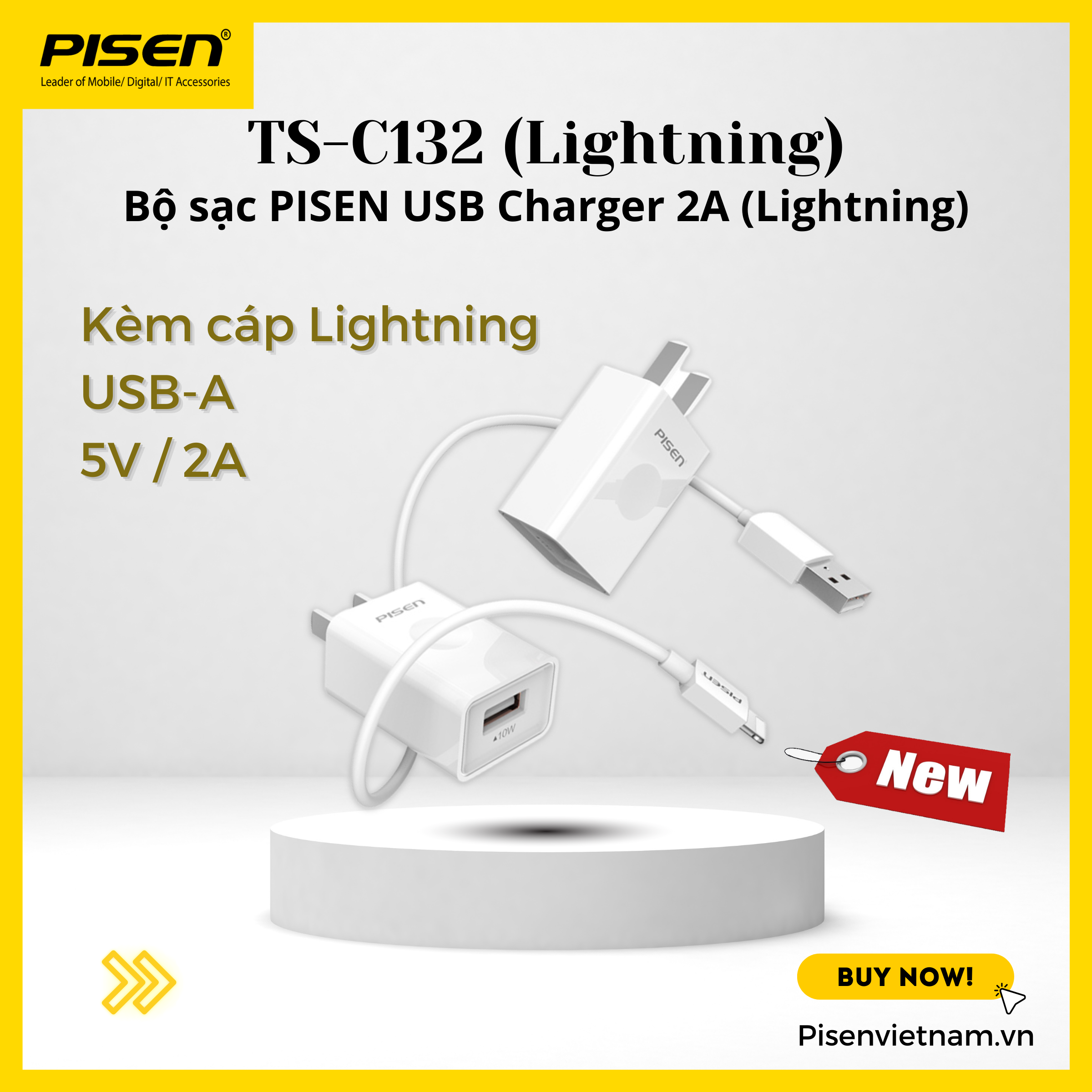 Bộ sạc nhanh 20W - PISEN QUICK PD 20W (Light ning ) TS-C135 - Hàng chính hãng Bảo Hành 18 tháng