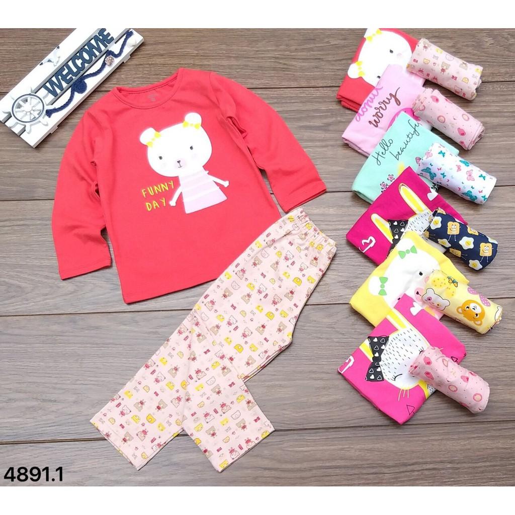 Bộ cotton bé gái dài tay size 1-7