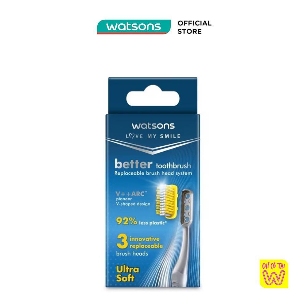 Bàn Chải Đánh Răng Watsons Better Toothbrush Replaceable Brush Head System (Ultra Soft) 3pcs