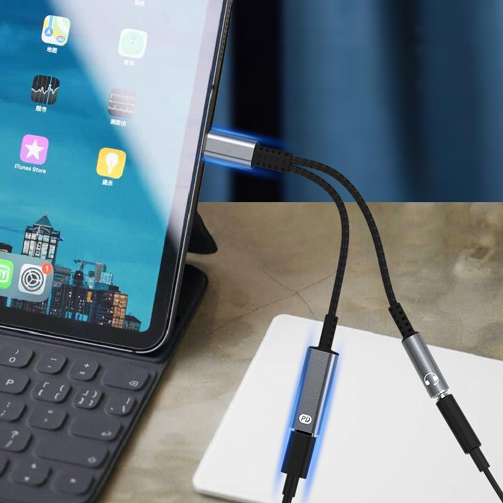 USB C Headphone Jack Charging Cable Black