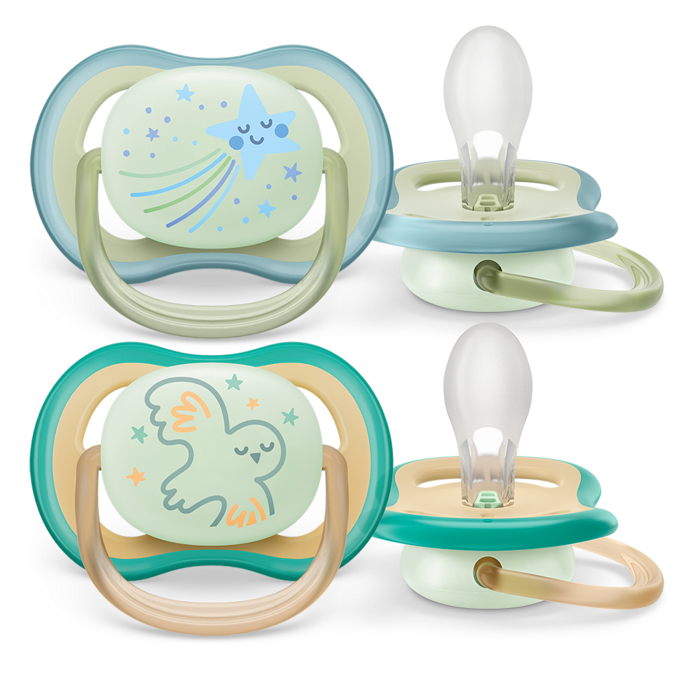 Ty ngậm Philips Avent dạ quang cho bé 0-6M (SCF376/18, vỉ đôi)