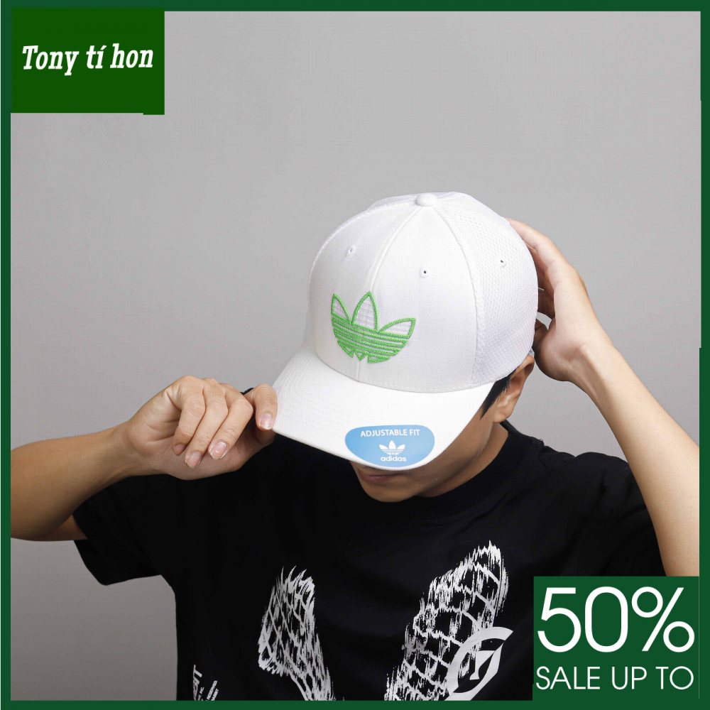 [ Miễn ship / giảm giá ] MŨ NÓN LƯỠI TRAI NAM NỮ PHỐI LƯỚI BÍT ĐUÔI LOGO ADD BA LÁ CAO CẤP- trắng , đen, cam