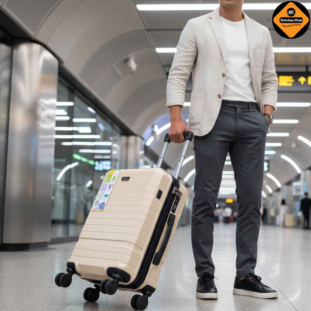 Vali Du Lịch Cao Cấp Khóa TSA &amp; Cổng USB Xbags White Titan Pro Nhựa ABS Chống Va Đập – Sang Trọng Đẳng Cấp Tiện Dụng XB 6105!