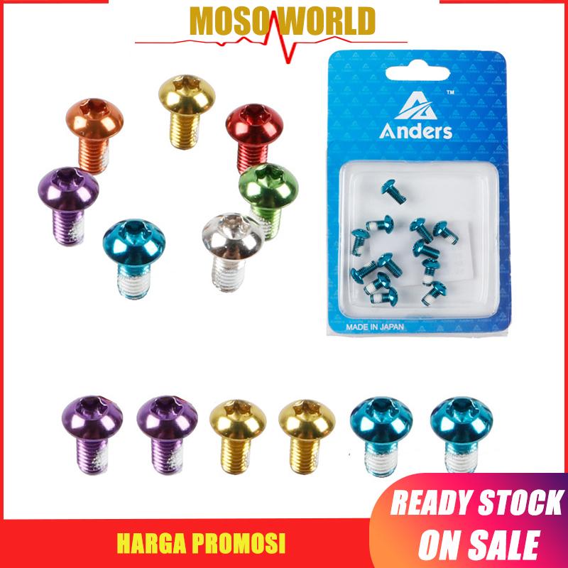 12 cái / hộp đầy màu sắc MTB Đạp Xe Đạp Đĩa Phanh Rotor Torx Bu lông Hợp kim Thép Vít T25 M5 * 10MM 10B21