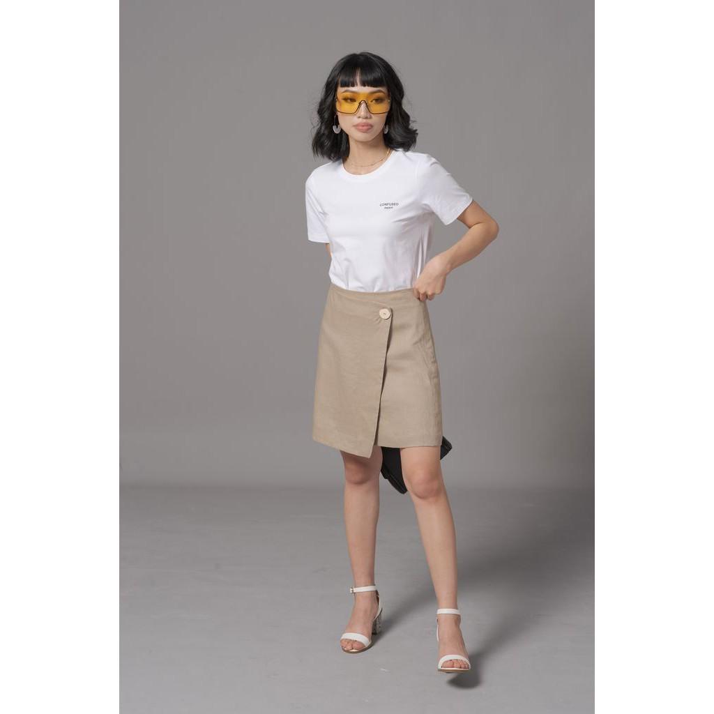 Linen skirt chân váy màu be size M