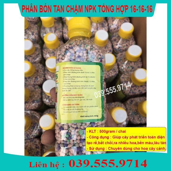 Phân tan chậm NPK tổng hợp 16-16-16 chuyên dùng cho hoa chai 500gram