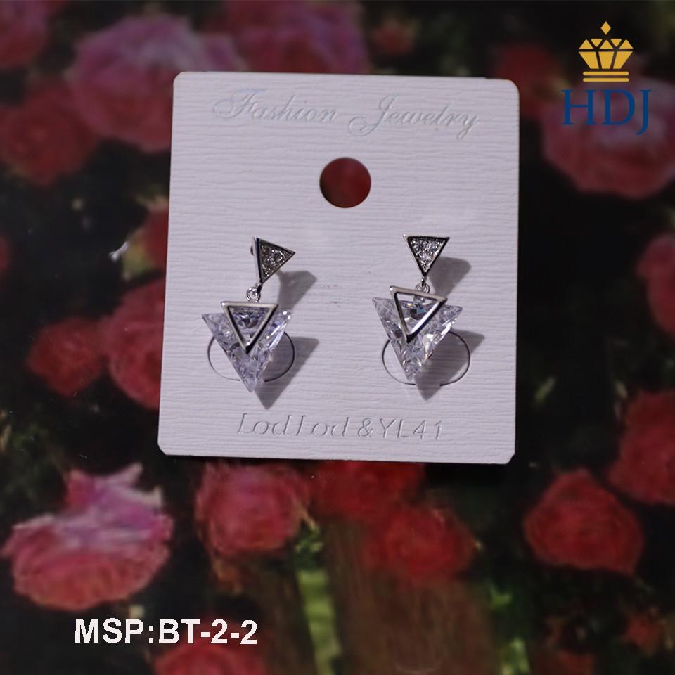 Bông Tai Khuyên tai hình kim cương đính đá sang trọng trang sức HDJ mã sản phẩm BT-2-2