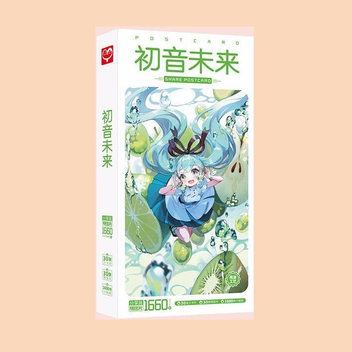 Postcard Hatsune Miku hộp ảnh có sticker dán lomo bưu thiếp tặng thẻ Vcone