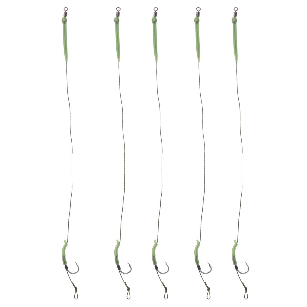 5Pieces Carp Fishing Hook Link Braided Line Hair Rigs Terminal Tackle 8#
