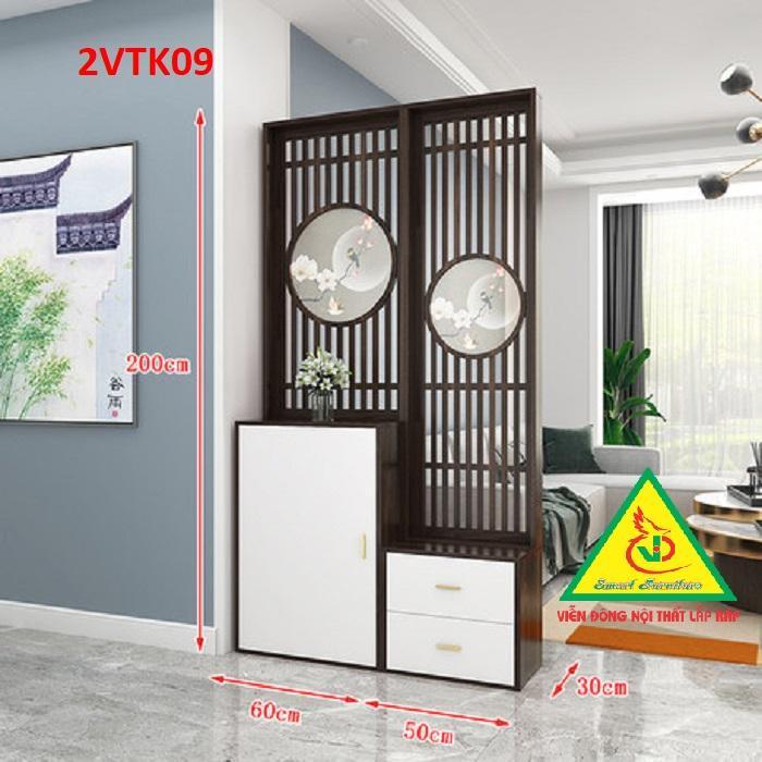 Tủ kệ trang trí kiêm vách ngăn phòng khách , nhà bếp 2VTK09- Nội thất lắp ráp Viendong Adv