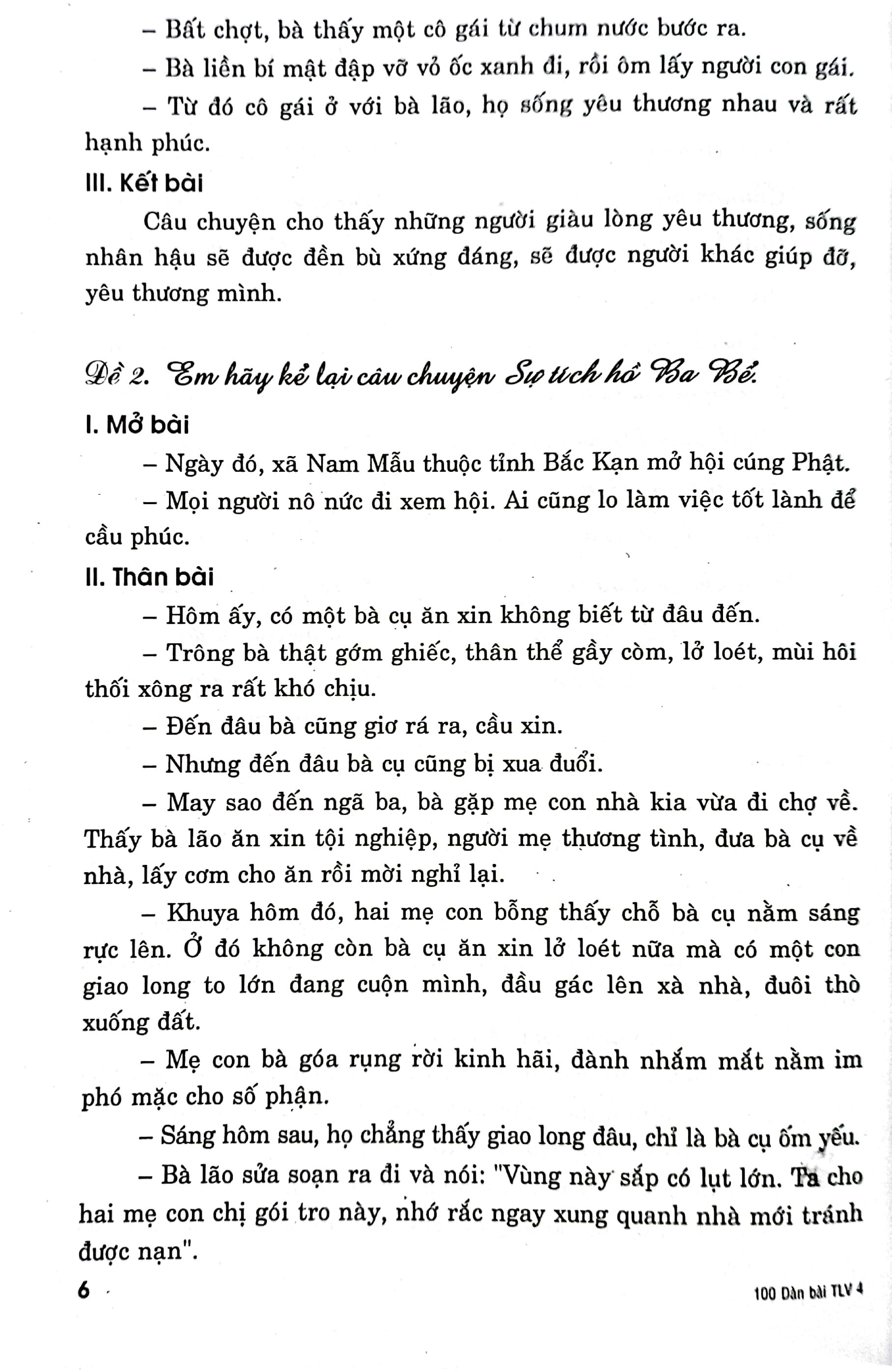 100 Dàn Bài Chi Tiết Tập Làm Văn 4