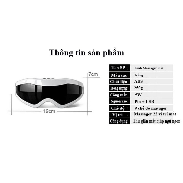 Máy massage mắt thư giãn 9 chế độ giúp giảm căng thẳng cải thiện giấc ngủ chống khô, mỏi, quầng thâm và bọng mắt mẫu mới loại tốt