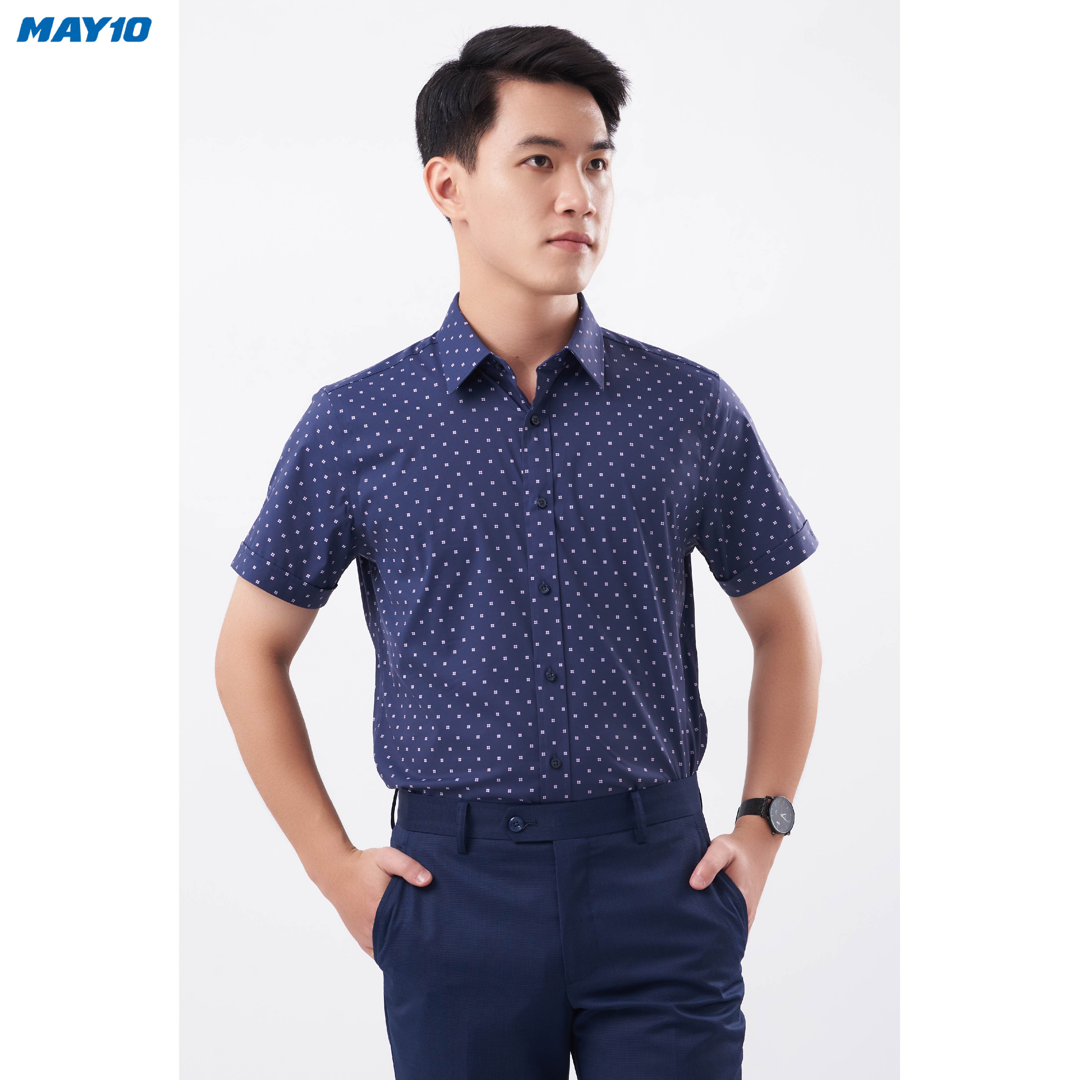 Sơ mi nam cộc tay May 10 form SlimFit mã 010121135 349