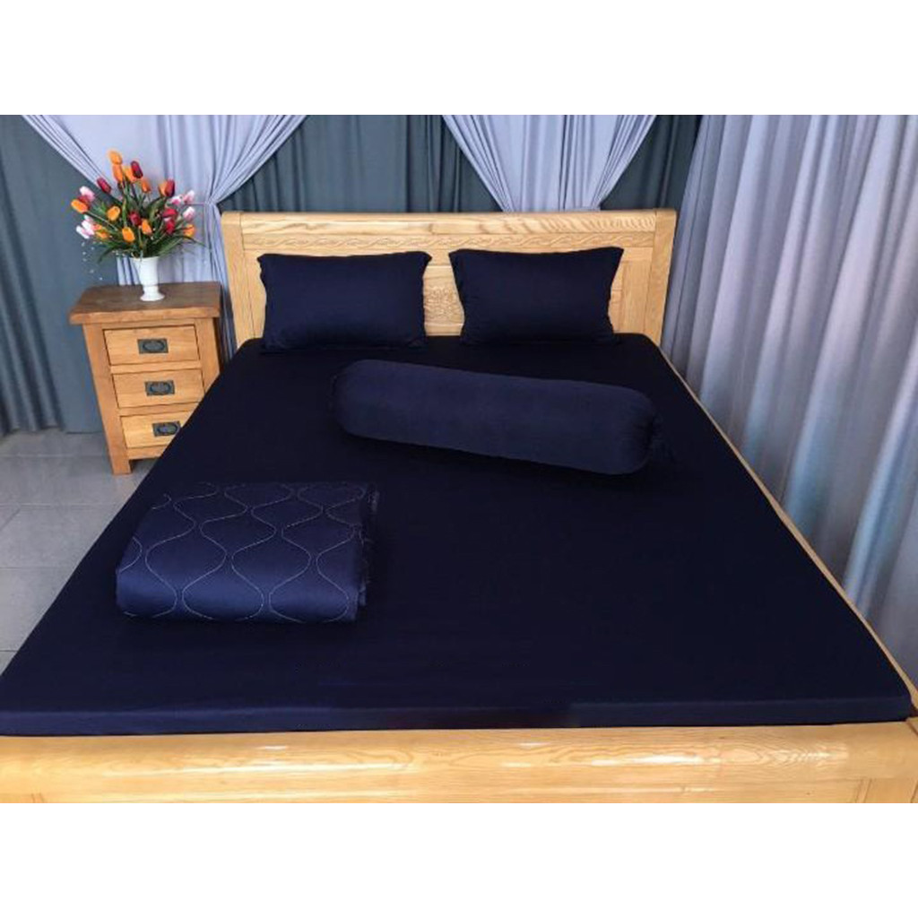 Bộ 4 Món Ga Gối Thun Mát Mềm Cao Cấp Màu Tím Cẩm Mềm Mịn Thấm Hút Mồ Hôi Tốt - Vải Thun Lạnh Hàn Quốc Loại 1