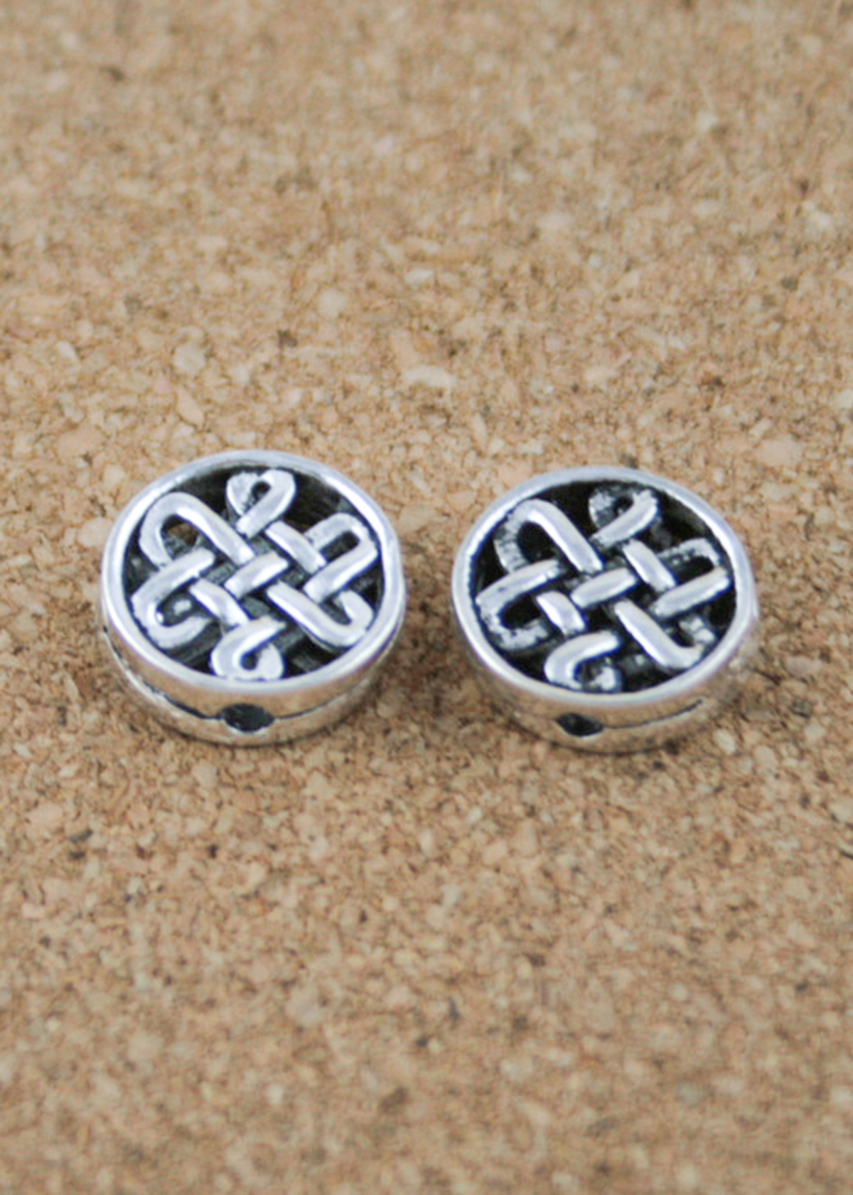 Combo 2 cái charm bạc xỏ ngang hình tròn - Ngọc Quý Gemstones