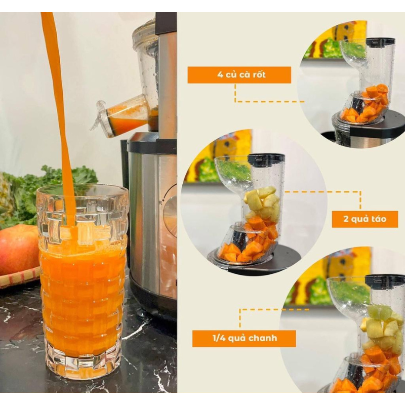 Máy Ép Chậm Klarstein Fruitberry Slow Juicer, máy ép trái cây gia đình - CAM KẾT HÀNG NHẬP KHẨU ĐƯC BỞI DNK