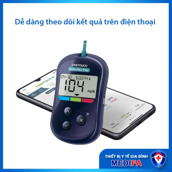 Máy Đo Đường Huyết OneTouch Ultra Plus Flex Kèm 25 Que Thử và Hộp 25 Kim Lấy Máu