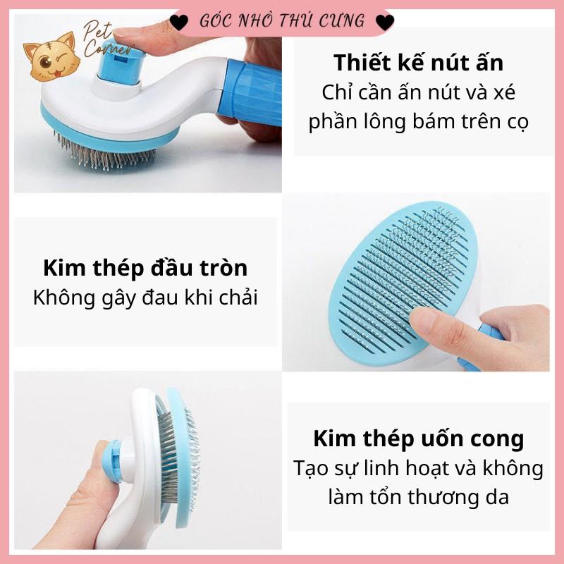 Lược chải lông chuyên dụng có nút bấm nhả lông cho thú cưng (Lược chải lông, gỡ rối lông cho chó mèo)