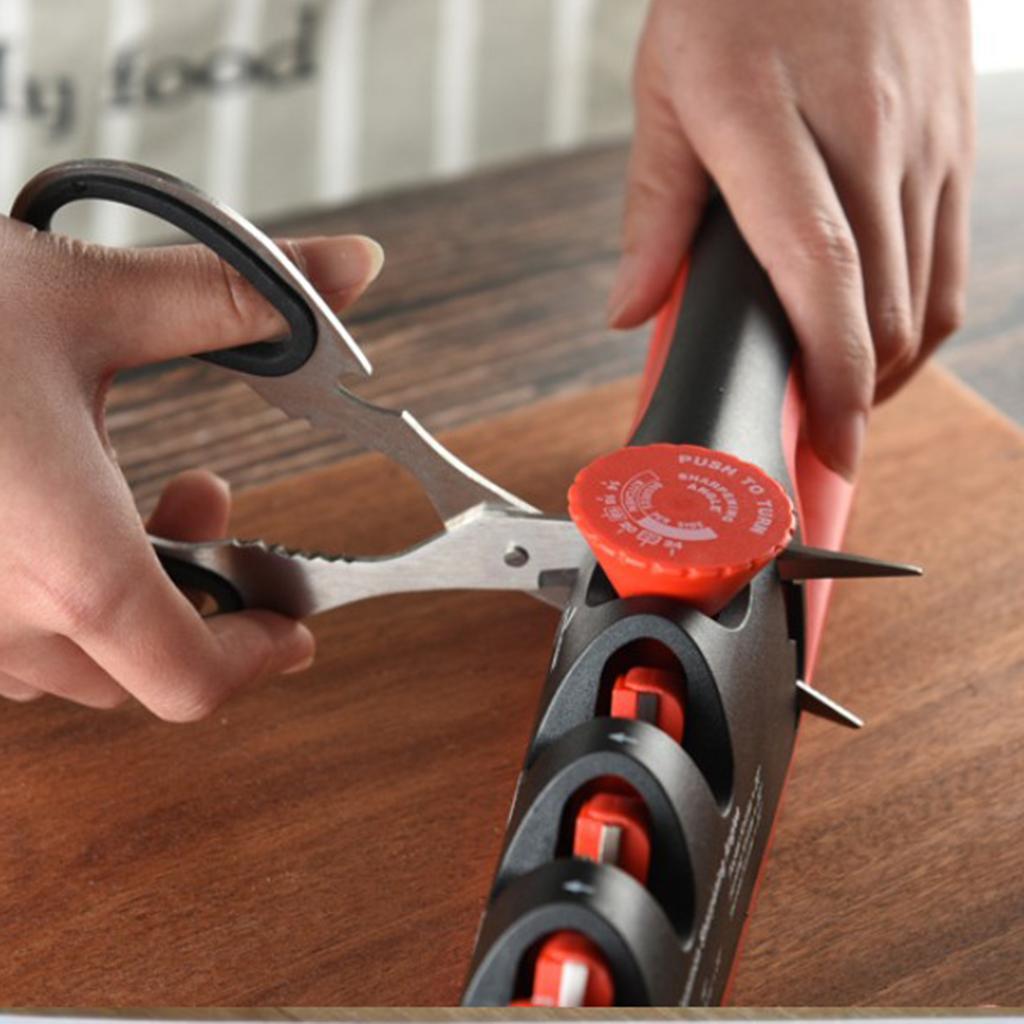 Kitchen Knife Sharpener Adjustable Scissor Knife Sharpening Tool Black Red