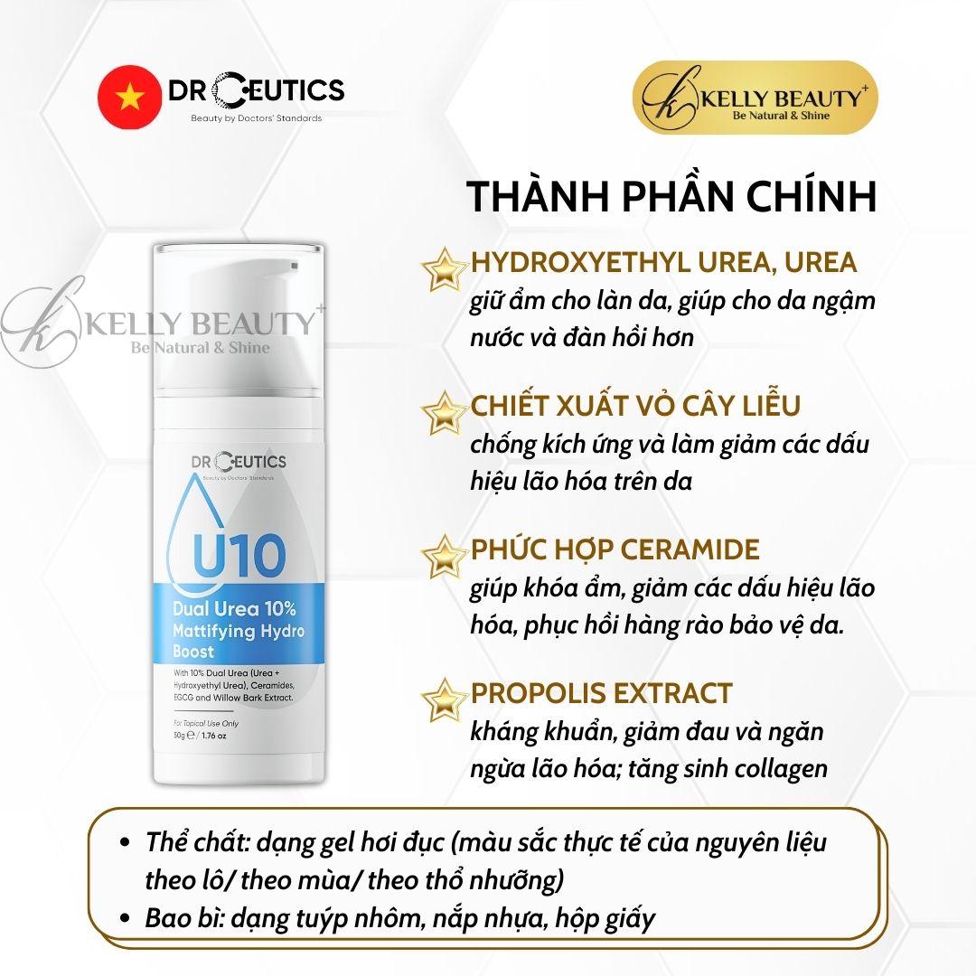Gel Cấp Ẩm DrCeutics Dual Urea 10% Mattifying Hydro Boost | Kelly Beauty