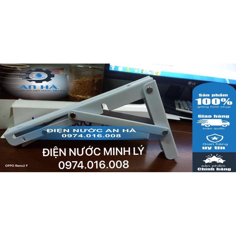 Giá đỡ gập thông minh- Ke đỡ gập chịu lực 60kg - Bộ 2 cái chiều dài 20-25-30-35-40cm thép sơn trắng