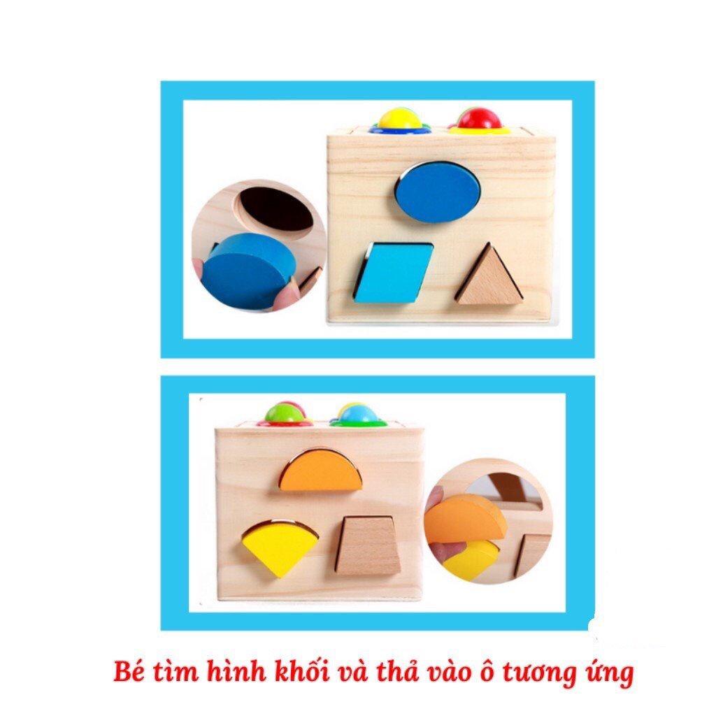 Combo Bộ Đồ Chơi Hộp Đập Bóng Thả Hình Gỗ - Đồ Chơi Gỗ Cho Bé Phát Triển Tư Duy, Trí Tuệ