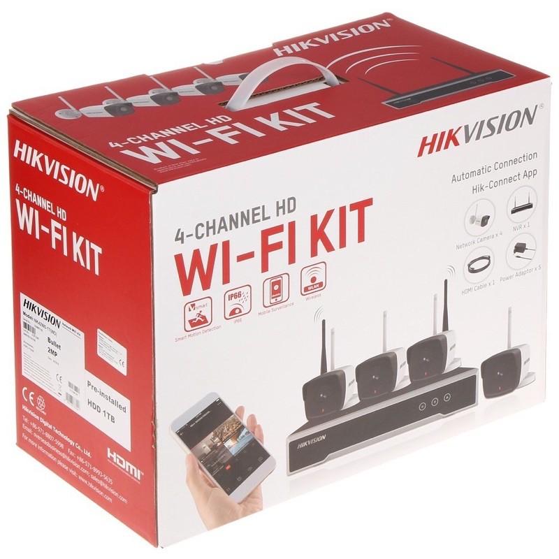 Trọn bộ kiss wifi NK42W0 Hikvision bao gồm 1 đầu thu + 4 mắt thân WIFI + HDD 500gb - Hàng Chính Hãng