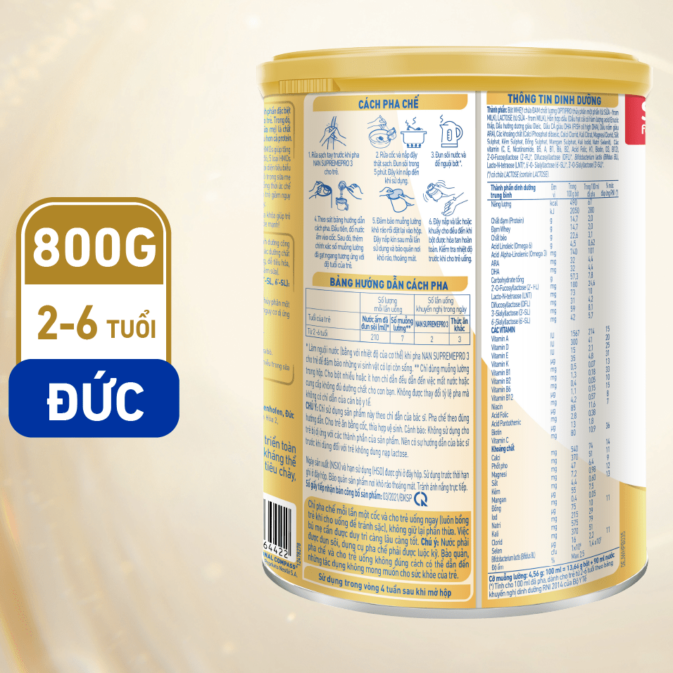 Bộ 2 Lon Sữa Bột Nestlé NAN SupremePro 3 với 5HMO giúp tăng đề kháng, đạm Gentle Optipro giúp dễ hấp thu & ngừa nguy cơ dị ứng - SP nhập khẩu từ Đức -Tặng Gối ôm trái thơm