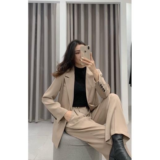 ZIEL Set blazer cao cấp may 2 lớp | Blazer With Button &amp; High-waist Pants