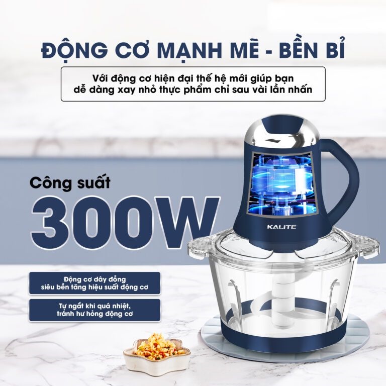 Máy Xay Thịt 2 Cối inox &amp; Thủy Tinh Kalite KM355 (Model 2024) Đa năng, 2.0L - Công Suất 300W, Kèm Dụng Cụ Bóc Tỏi- Hàng Chính Hãng