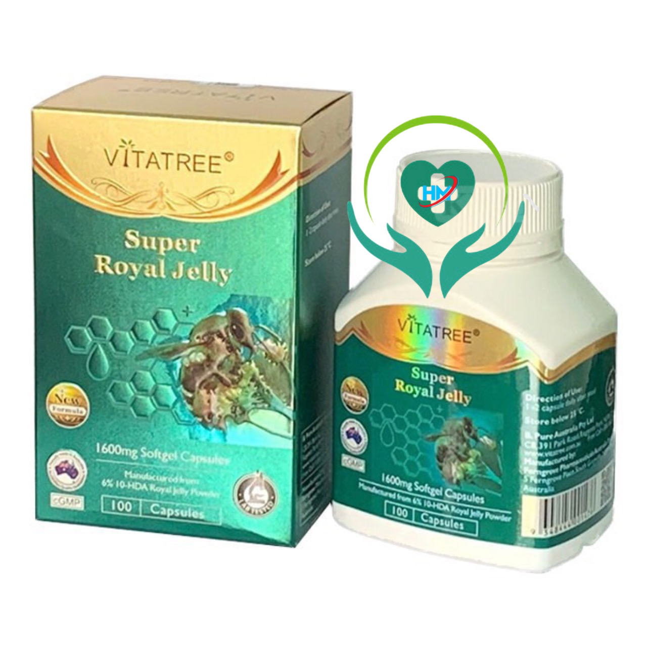 Viên uống sữa ong chúa Vitatree Super Royal Jelly 1600mg, hộp 100v, nhập khẩu Úc, đẹp da, chống lão hoá