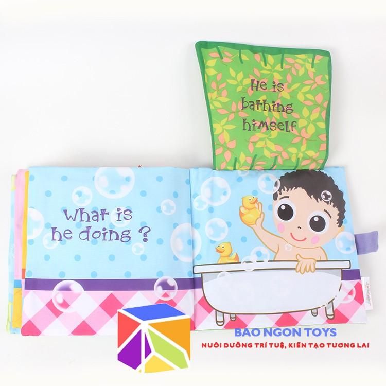 SÁCH VẢI TƯƠNG TÁC - WHAT CAN THE BABY DO?- MỘT NGÀY BẬN RỘN CỦA BÉ