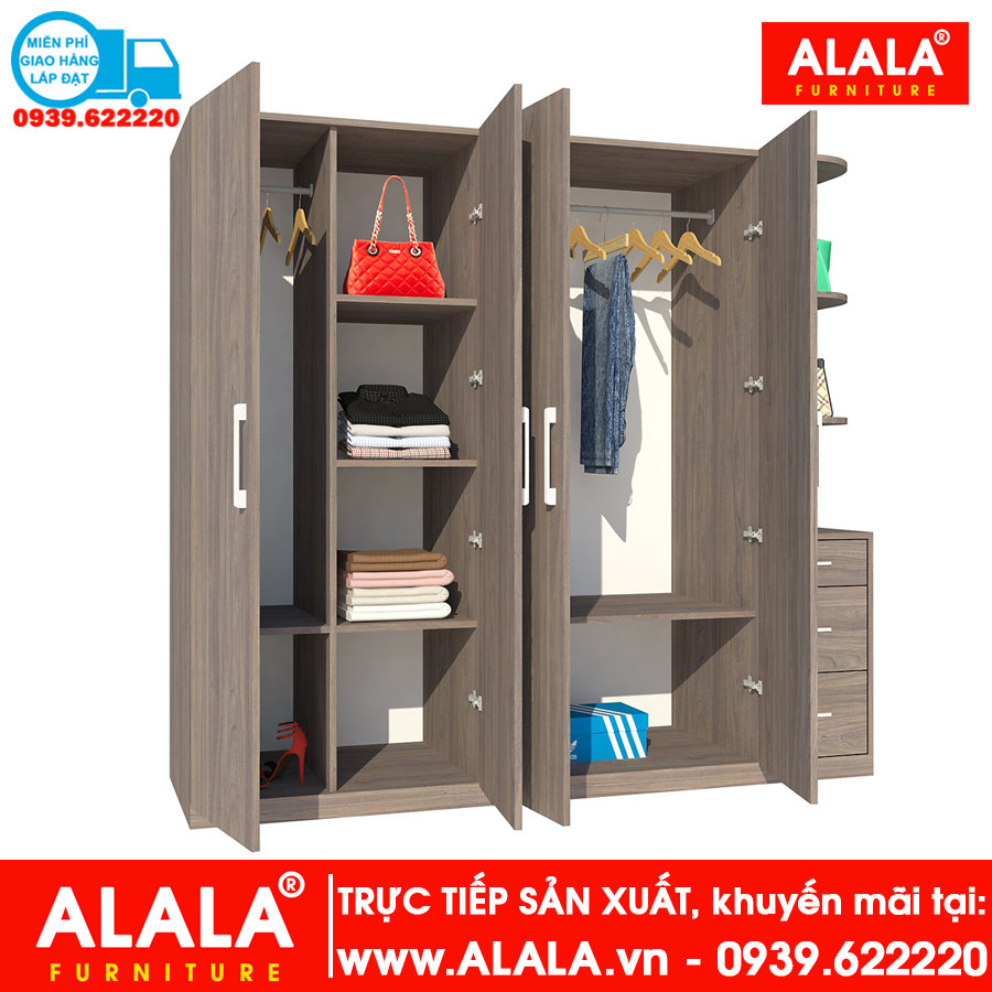 Tủ quần áo ALALA271 gỗ HMR chống nước - www.ALALA.vn - 0939.622220