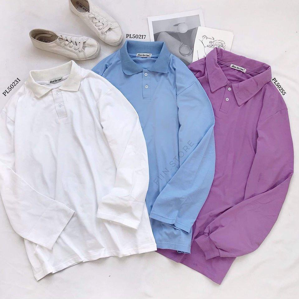 Áo thun Polo dài tay trơn nhiều màu - Made by FIIN