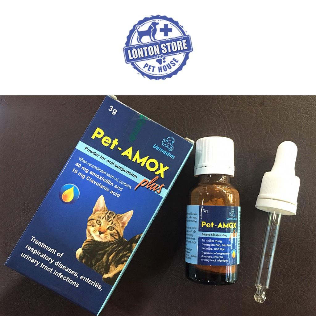Dung Dịch Pet Amox Plus - Điều trị Tiêu Chảy, Hô Hấp, Tiết Niêu Cho Chó Mèo, 3gr