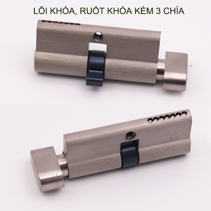 Lõi khóa cửa tay gạt dài 80mm, khóa 1 bên, vặn 1 bên kèm 3 chìa-Mẫu 6
