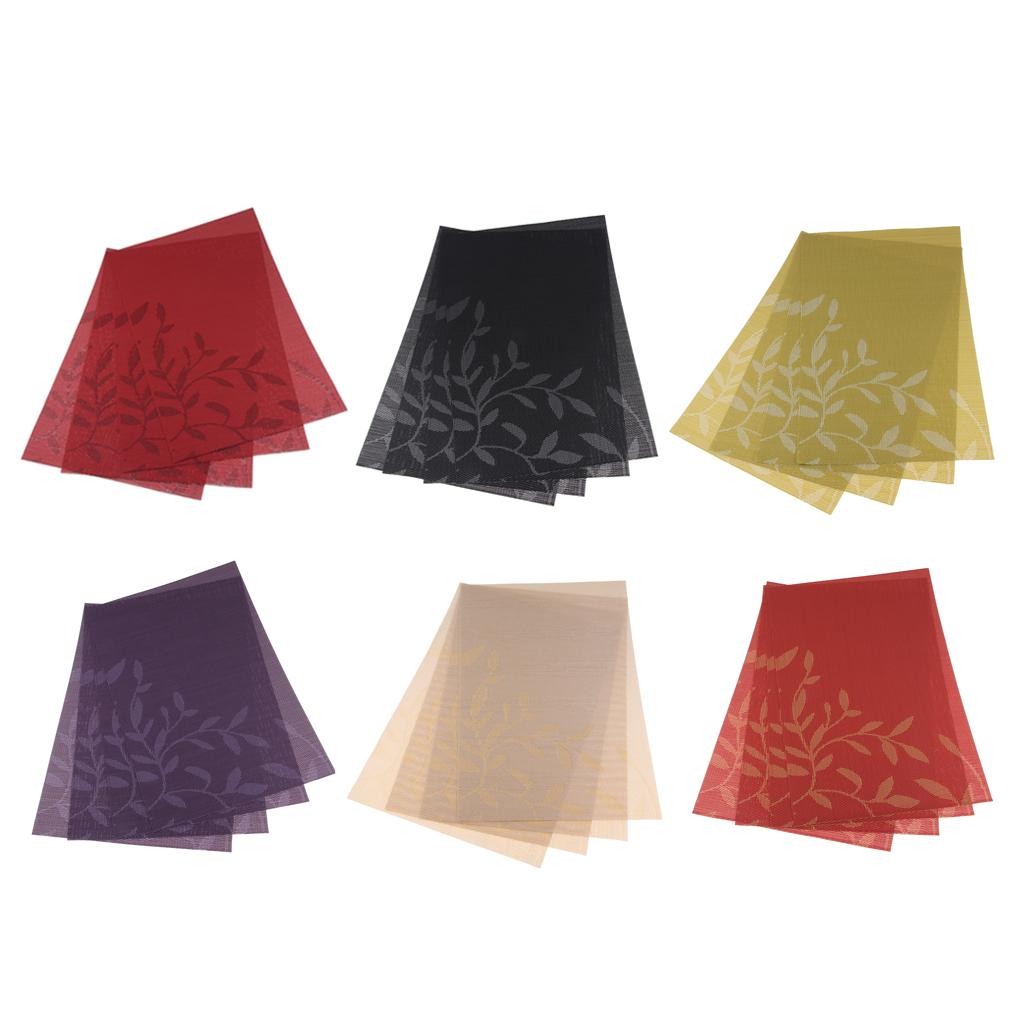 4pcs Rectangle PVC Place Mat Table Pad Dishware Coasters Dining Room Red