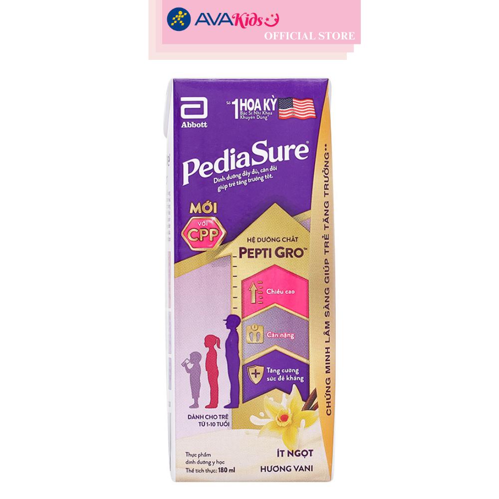 Lốc 4 hộp sữa pha sẵn Abbott PediaSure hương vani 180 ml (1 - 10 tuổi)