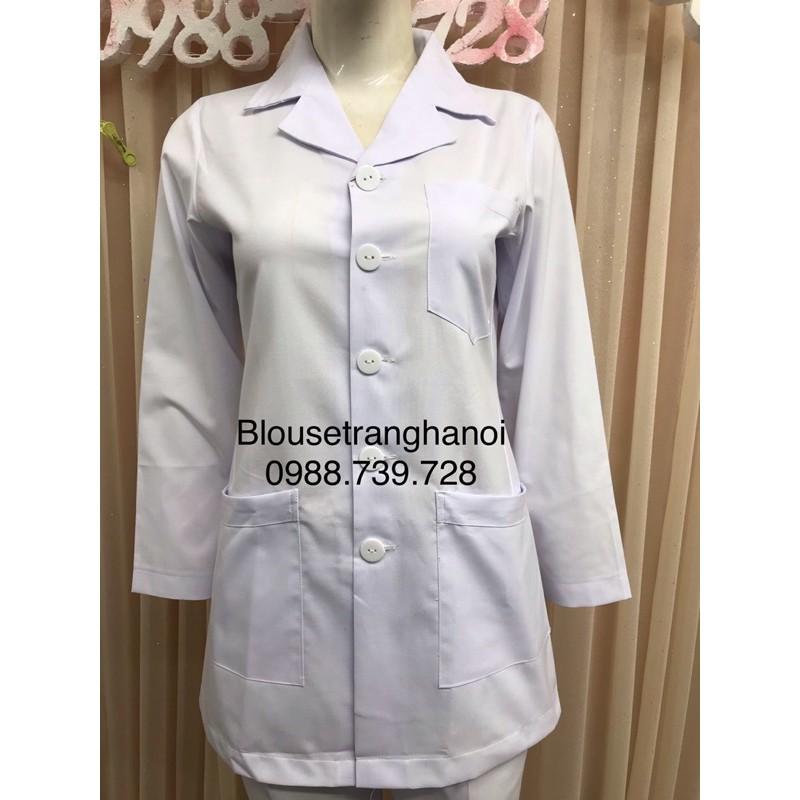 Áo blouse dài tay điều dưỡng, y tá, dược sĩ - Blouse trắng hà nội