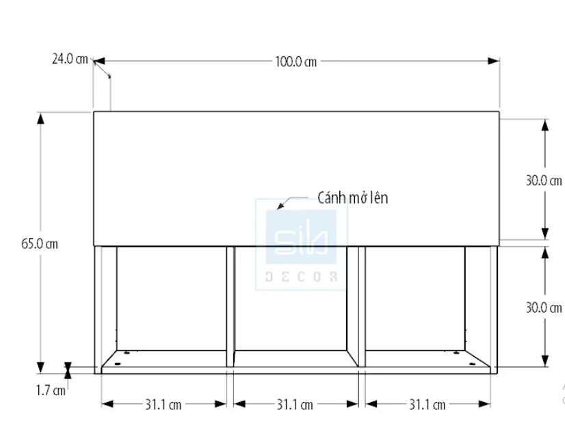 Tủ Sách Văn Phòng Treo Tường 3 Ngăn Có Cánh Juno Sofa CTKT706 KT 100x65x24cm