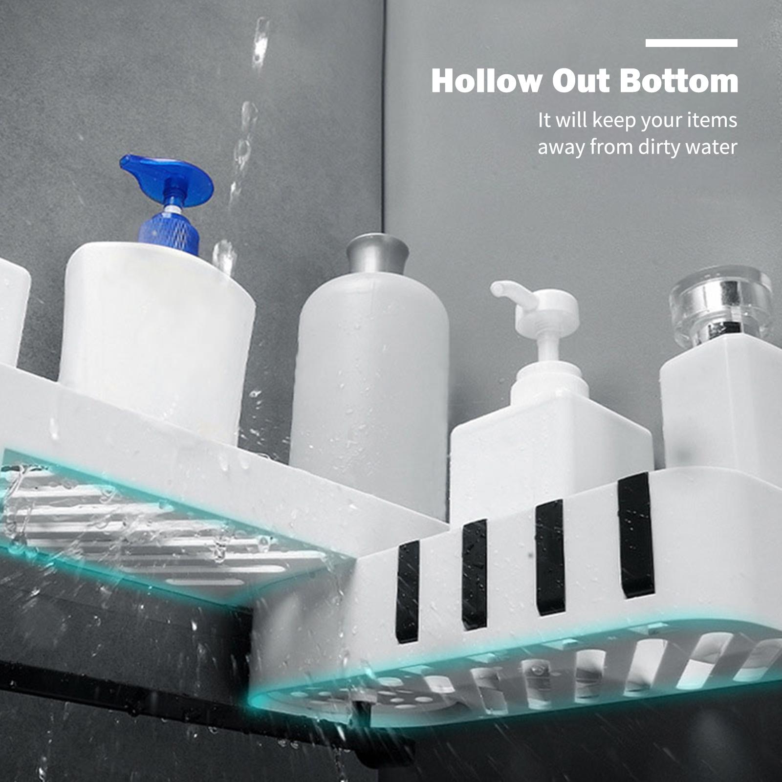 Bathroom Corner Shelf No Drilling Wall-mounted Storage Rack Holder Cabinets 2 Tier Bathtub Bath Shower Caddy Basket