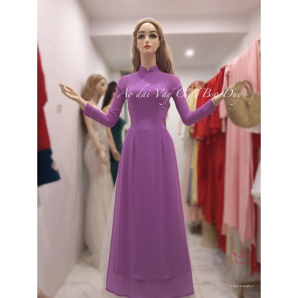 Áo dài 4 tà màu tím màu hồng màu trắng có big size
