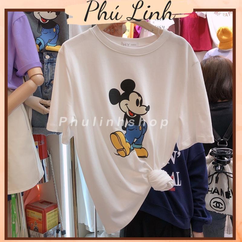 MS011 Áo thun unisex mickey, áo thun cổ tròn cotton hè mát