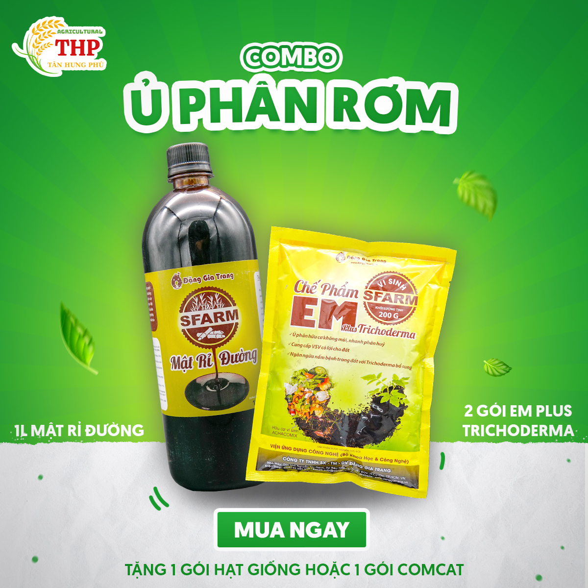 COMBO Ủ PHÂN RƠM | Ủ PHÂN HỮU CƠ VÀ GIÁ THỂ | COMBO CHĂM SÓC CÂY