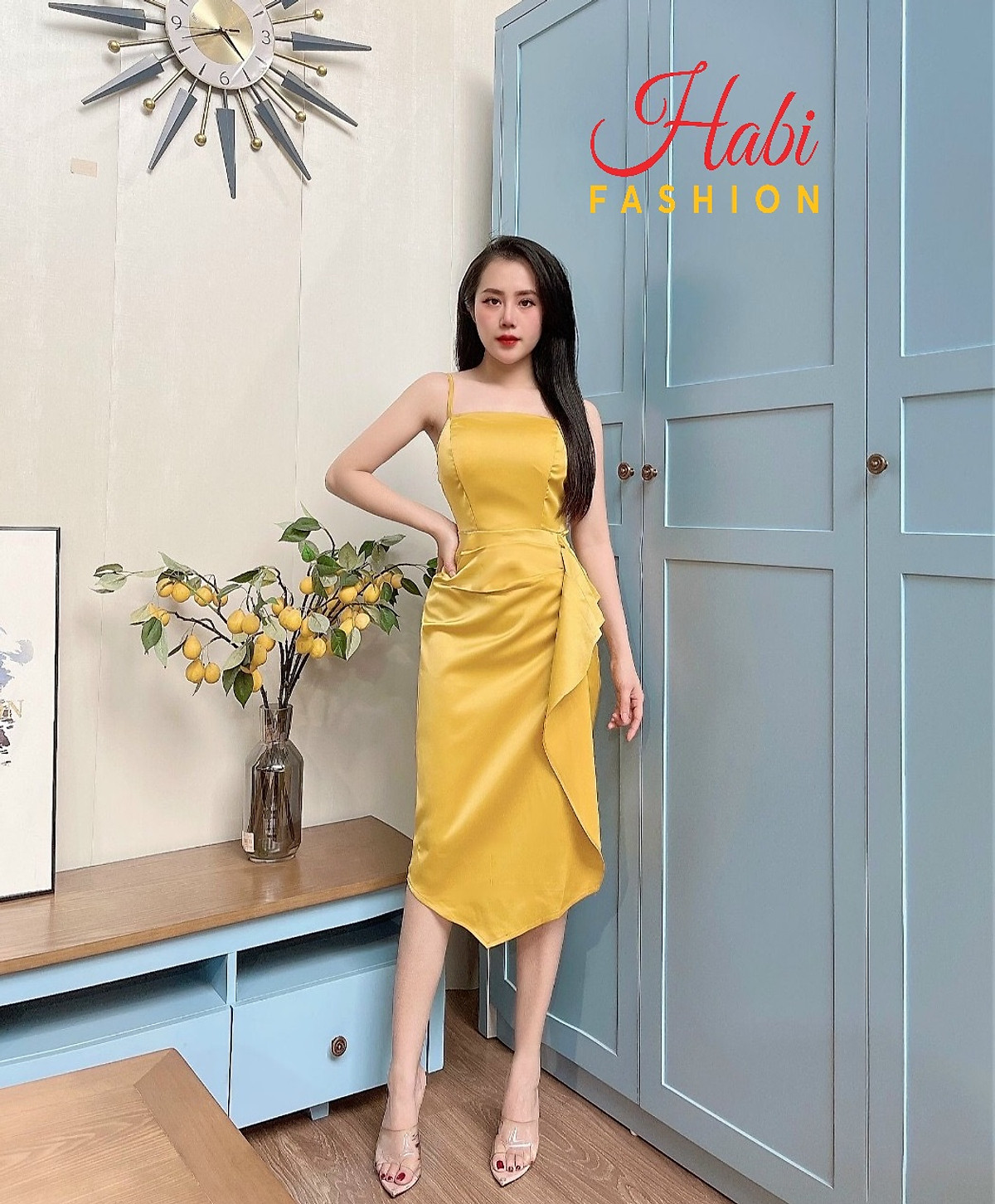 Đầm hai dây body chất lụa xẻ sườn có mút quyến rũ, váy body 2 dây thiết kế