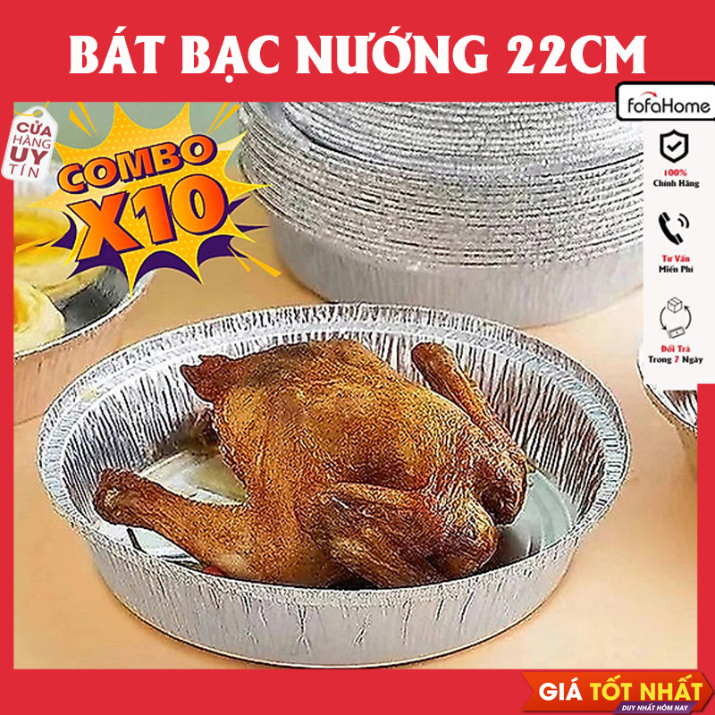 Combo 10 Bát Bạc Lót Nồi Chiên Không Dầu Cỡ 22cm Dày Cứng Tái Sử Dụng Nướng Nồi Chiên Không Dầu Đồ Nhà Bếp