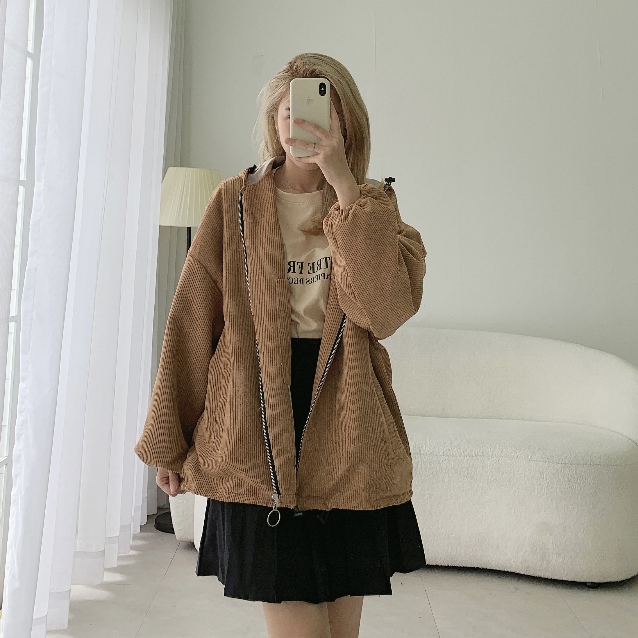 Áo Khoác Nhung Gân 2 Lớp Cao Cấp - Leda