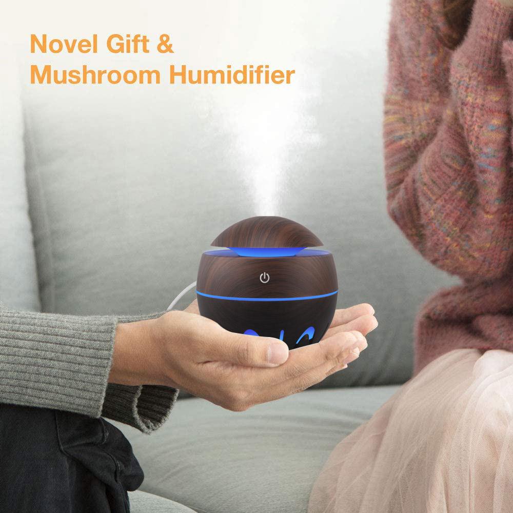 Hạt Gỗ Khuếch Tán Tinh Dầu Siêu Âm Thanh USB Máy Tạo Độ Ẩm Không Khí Thơm Mini Phun Sương Tạo 7 Màu Đèn LED Cho Gia Đình