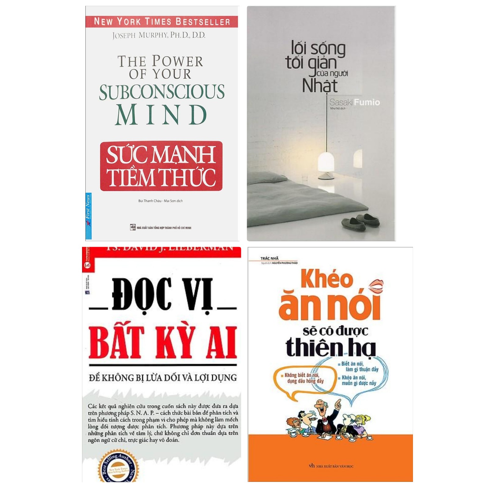 Combo Kỹ Năng Sống Bán Chạy Nhất Mọi Thời Đại: Sức Mạnh Tiềm Thức + Đọc Vị Bất Kỳ Ai - Để Không Bị Dối Lừa Và Lợi Dụng + Khéo Ăn Nói Sẽ Có Được Thiên Hạ + Lối Sống Tối Giản Của Người Nhật